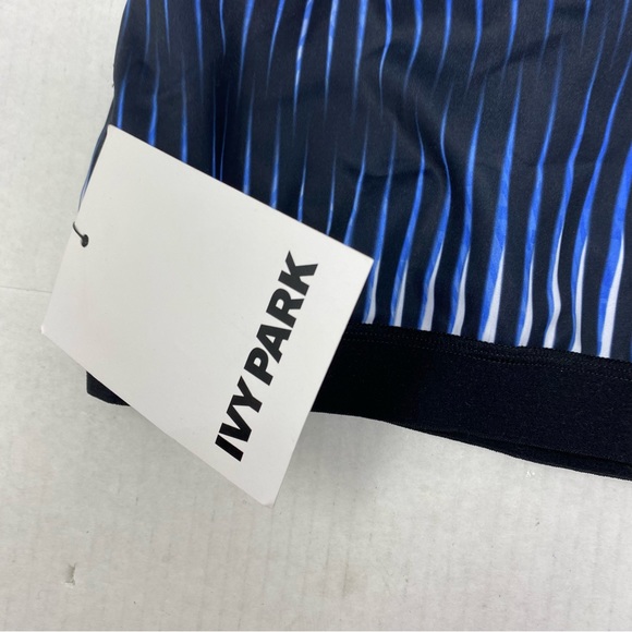 NEW ~ IVY PARK Beyoncé Active Wear  Black & Blue Striped Sports Bra size Medium - Picture 2 of 11